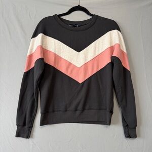 Abercrombie & Fitch Womens Chevron Crewneck Sweatshirt XS Oversized Colourblock